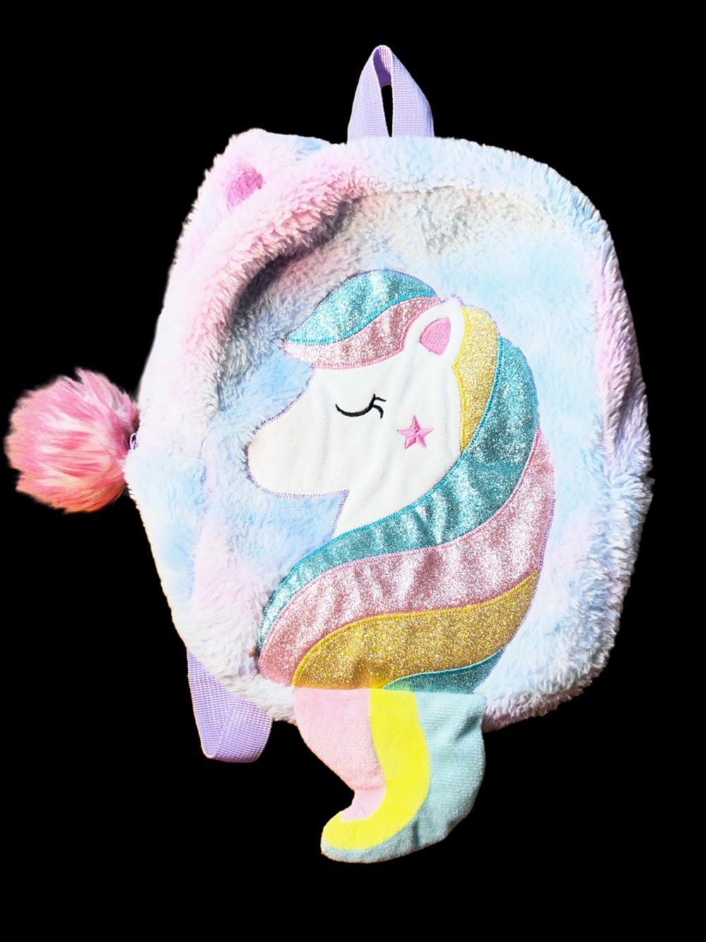 Plush Unicorn Backpack in Pastel Rainbow